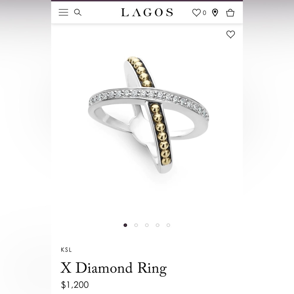 Women’s Lagos X Diamond ring. Size 8
